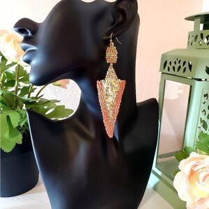 𝅺ON Point Coral Multi Seed Bead Earrings